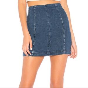 Free People Blue Denim Mini Skirt
